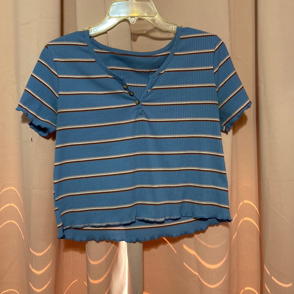 blue striped crop top